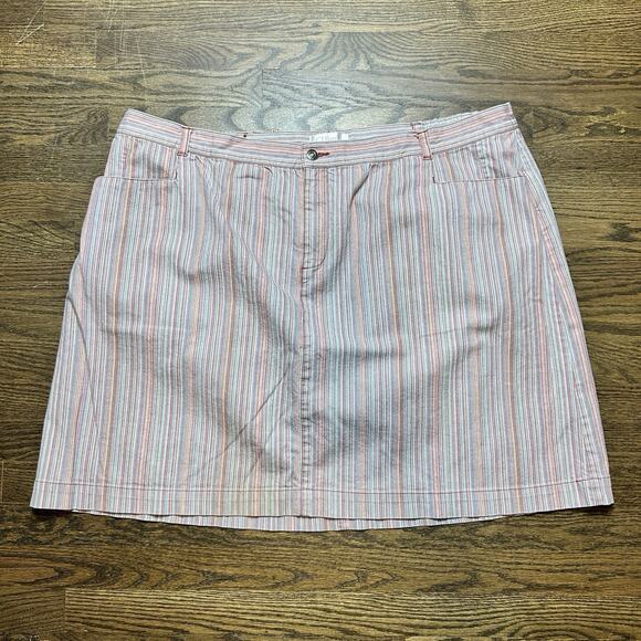 Christopher Banks Skirt Women 24W Red Striped Stretch Cotton Pockets Knee Length - Picture 1 of 8